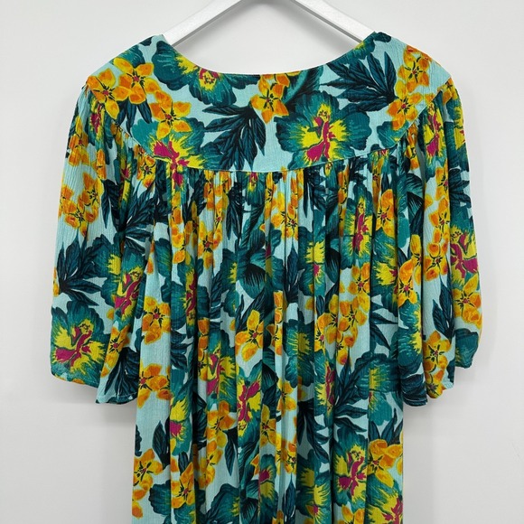 Go Softly Patio House Dress Lounge MuMu Plus Size 2X Pockets Zip Floral‎ FLAW - Picture 8 of 12